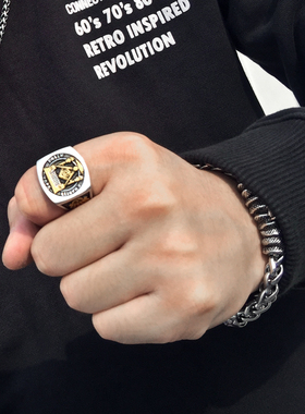 共济会戒指潮人嘻哈hiphop街头