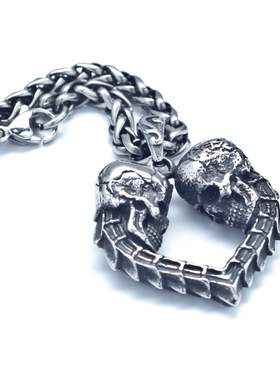 心之死骷髅爱心项链男嘻哈潮人