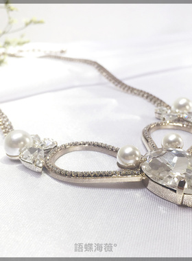 韩国进口夸张水滴短款晚宴毛衣链