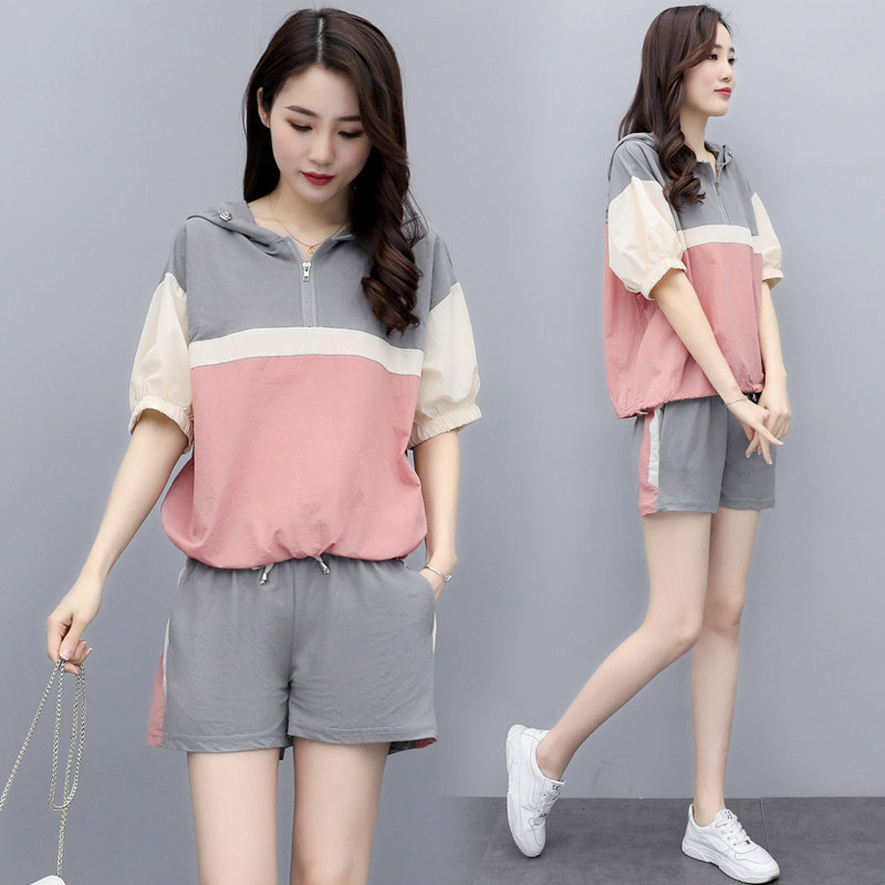 大码女装2020胖mm两件套短裤 艺恬大码女装
