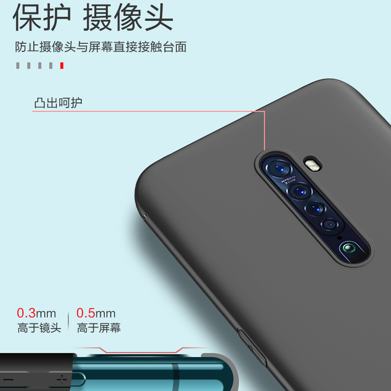 opporeno2手机壳磨砂reno2Z黑色软壳0pp0 pckm00外壳reno2防摔磨砂软pckm80全包保护套reno2硅胶男女时尚个性 - 图2