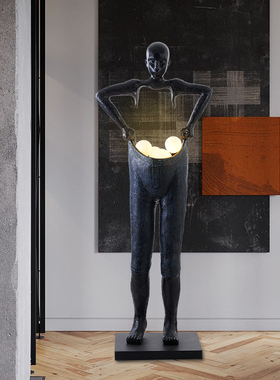 现代艺术雕塑人形提裤抽象树脂