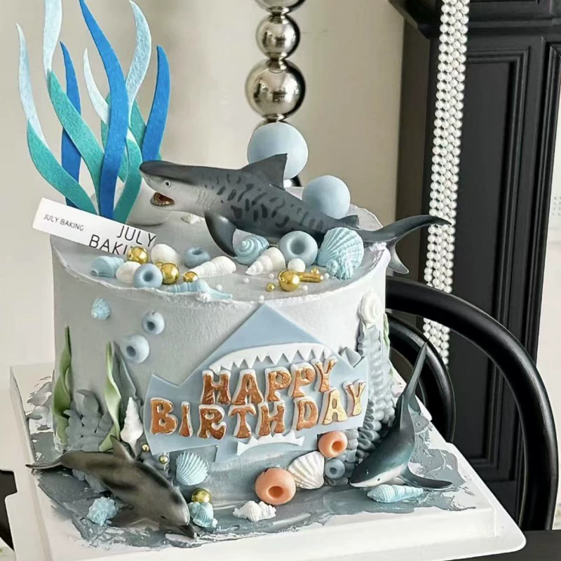 虎鲸鲨鱼海洋动物蛋糕装饰摆件蓝鲨小虎鲨鲸鱼儿童蛋糕装饰装扮,淘宝优惠券,粉丝福利购,淘宝优惠卷