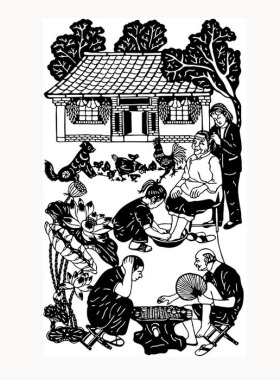 半开尺寸民俗复印黑白图案剪纸