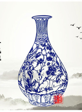 蓝色剪纸青花瓷数十款外事礼品