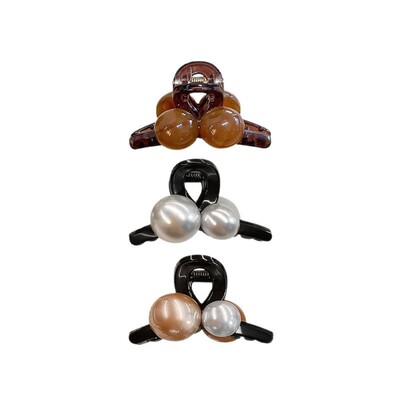 咖色珍珠抓夹女2026新款小号半扎发发夹前额侧边碎发刘海夹发饰女