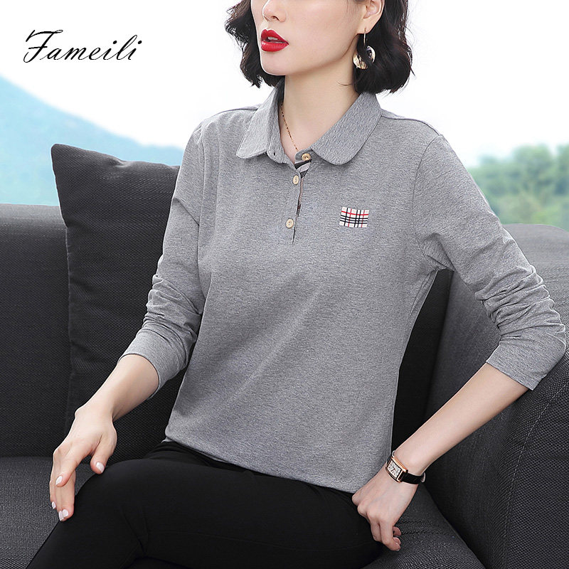 女长袖2020秋装新款妈妈纯棉打底衫 法美丽T恤