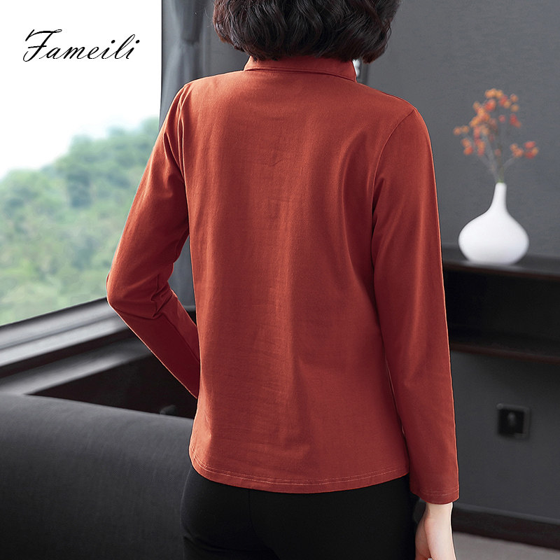 女长袖2020秋装新款妈妈纯棉打底衫 法美丽T恤