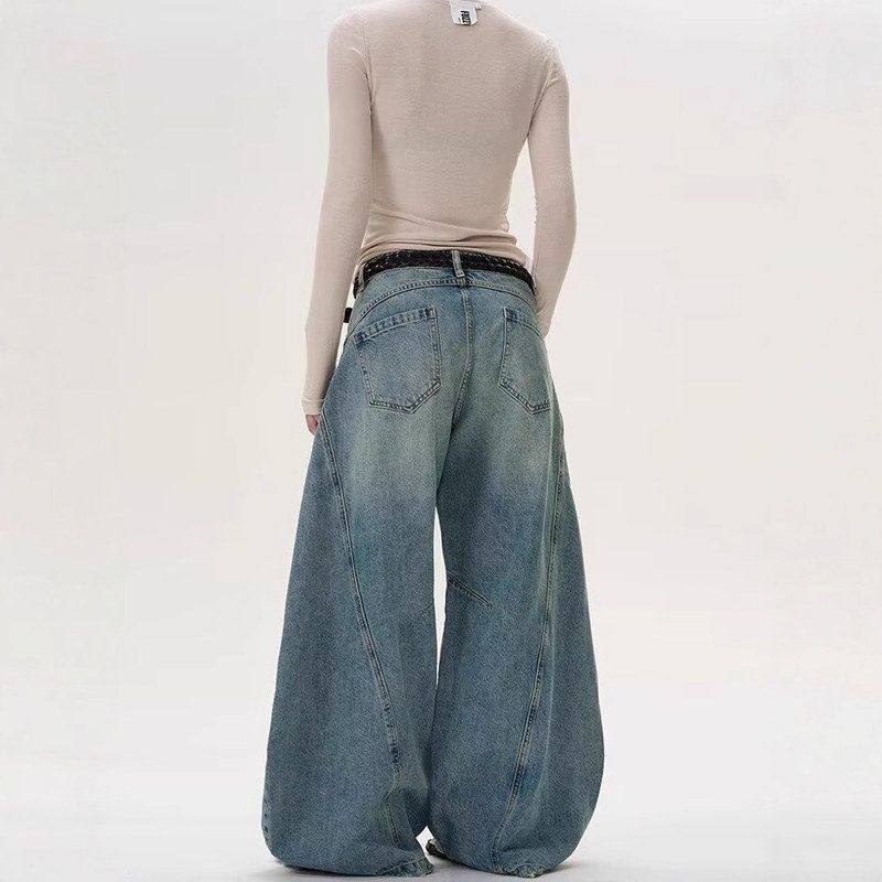 同款裤子美式浅蓝色新款水洗复古垂感时尚男女直筒阔腿牛仔裤拖地,淘宝优惠券,粉丝福利购,淘宝优惠卷