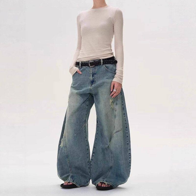 同款裤子美式浅蓝色新款水洗复古垂感时尚男女直筒阔腿牛仔裤拖地,淘宝优惠券,粉丝福利购,淘宝优惠卷