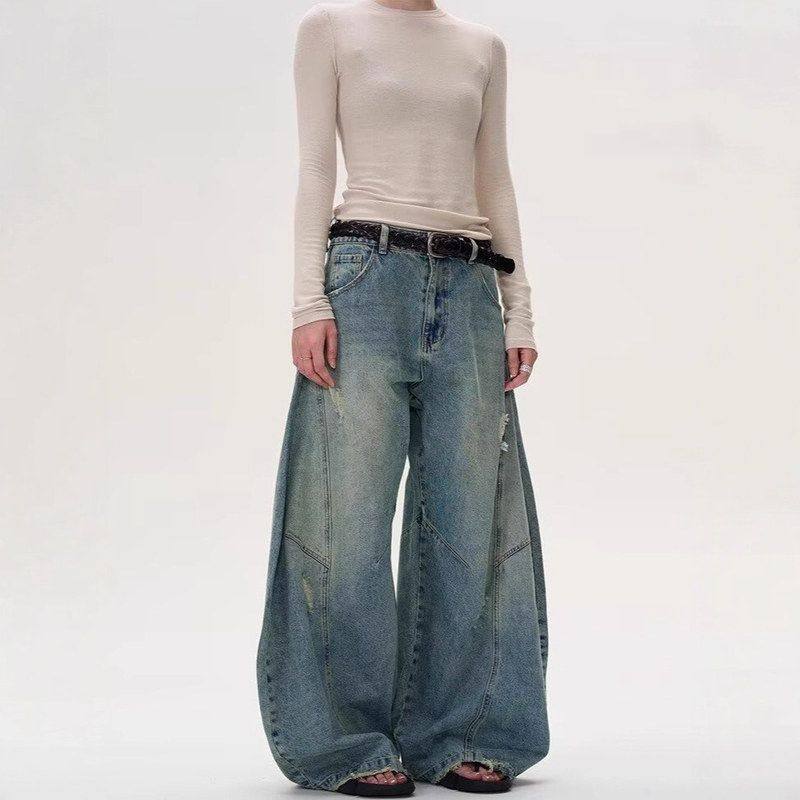 同款裤子美式浅蓝色新款水洗复古垂感时尚男女直筒阔腿牛仔裤拖地,淘宝优惠券,粉丝福利购,淘宝优惠卷