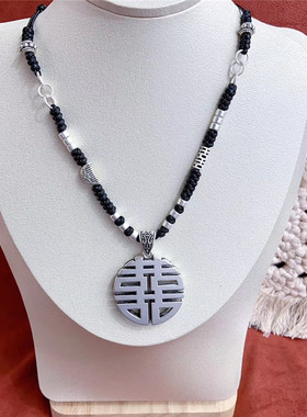 复古民族风仿泰银手工编织项链