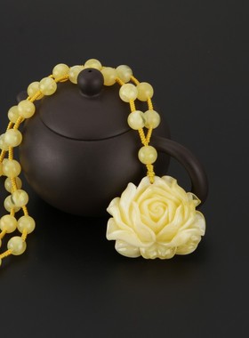 原创民族风项链女二代蜜蜡百搭