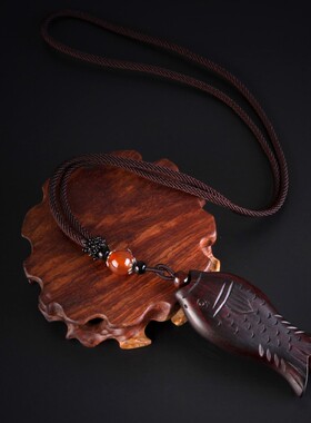 文艺复古民族桃木玛瑙珠项链