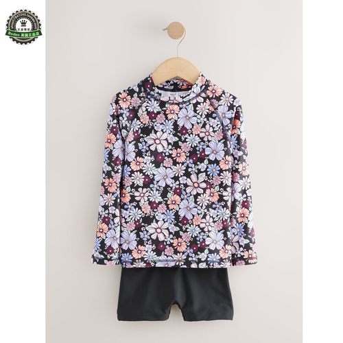 代购NEXT儿童分体泳衣 26夏女童黑色花卉沙滩长袖防晒泳装 3-16岁 - 图3