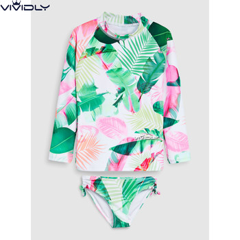 In stock N*XT girls long-sleeved sun protection swimsuit, spring and summer beach sun ເຄື່ອງນຸ່ງປ້ອງກັນແດດສໍາລັບເດັກນ້ອຍ, ຊຸດລອຍນ້ໍາ 2 ຊິ້ນ