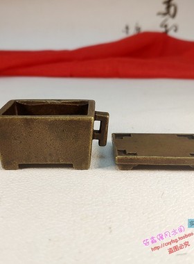 袖珍纯黄铜带马槽手玩超小号底座