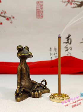 复古实心青蛙手把玩黄铜小摆件