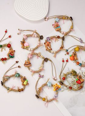 景德镇陶瓷手串卡通可爱简约编绳饰品摆摊学生礼物饰品手链