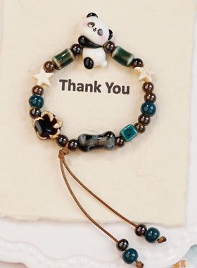 景德镇陶瓷手串可爱小狗小红书热销款百搭可爱设计感卡通甜美手串