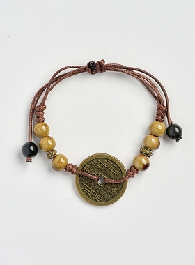 景德镇陶瓷手链女编织铜钱古风手绳新中式原创小清新礼物学生文艺