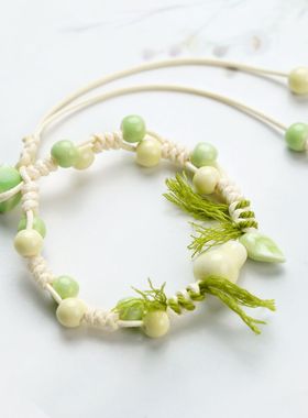 景德镇陶瓷手串藏式重工森系陶瓷手链饰品学生手编绳摆摊饰品精品