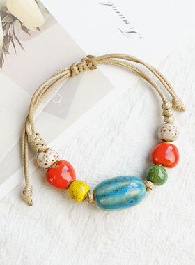 景德镇陶瓷金鱼手链文艺手工编织民族风饰品百搭新中式手绳礼物