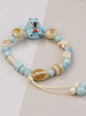 景德镇新款多巴胺彩色陶瓷手链男女学生礼物陶瓷饰品手串饰品