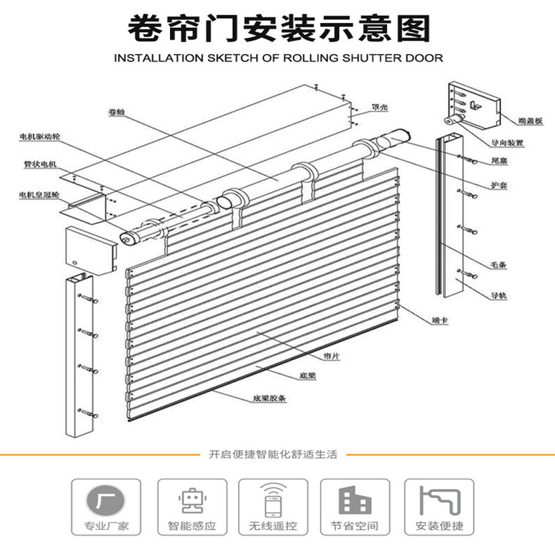 卷帘门电动卷帘门铝合金卷帘门家用车库门店铺卷帘门厂房抗风门-图3