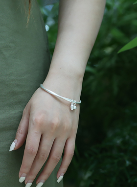 中国风女款足银古法工艺手镯