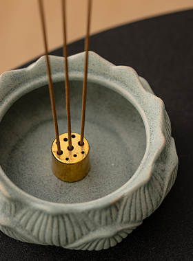 陶瓷莲花线香炉供佛家用