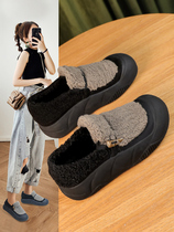 Winter to be warm ~ thick bottom plus suede cotton shoes 2023 autumn and winter One foot pedal Mom shoes casual sports warm up