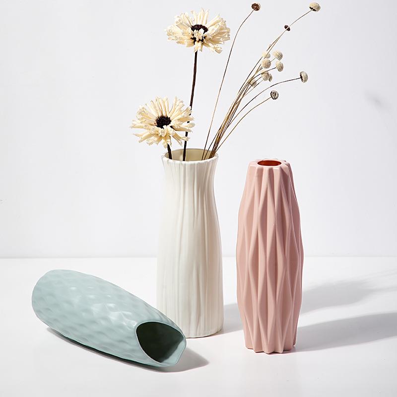 家居ins北欧塑料花瓶客厅耐摔仿真花瓶摆件创意简约小清新插花瓶-图2