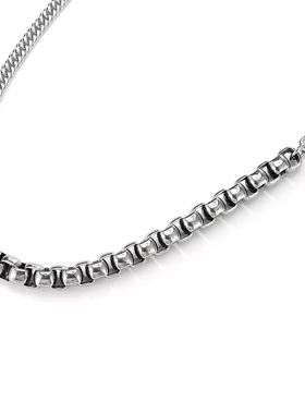 正品授权GENANX朋克风异链拼接环扣花式链钛钢挂链项链潮男银白色