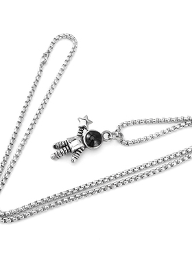 太空人情侣宇航员摘星钛钢吊坠