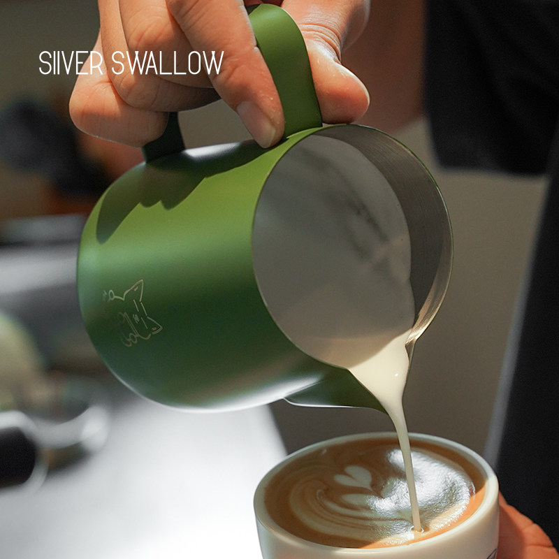 HA’COFFEE新手尖嘴咖啡拉花缸柯基压纹拉花杯意式不锈钢打奶泡缸,淘宝优惠券,粉丝福利购,淘宝优惠卷