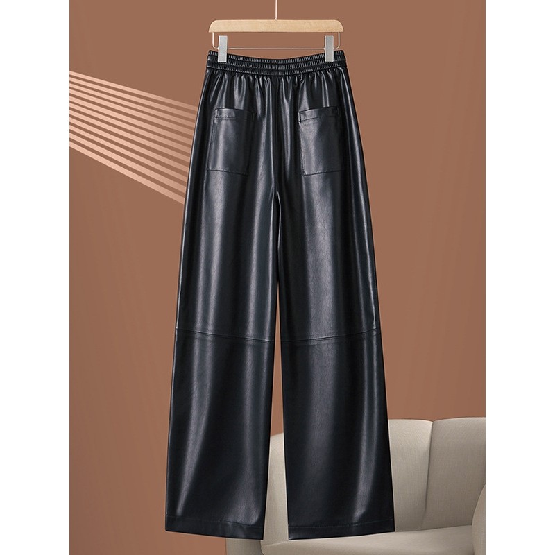 秋冬镰刀裤绵羊皮阔腿皮裤女高腰显瘦垂顺显高时尚休闲裤高级感气,淘宝优惠券,粉丝福利购,淘宝优惠卷