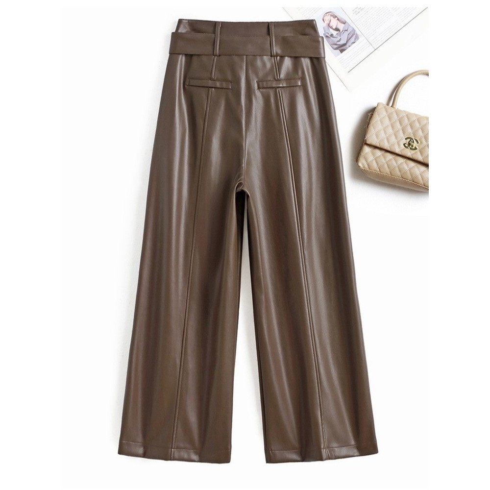 海宁绵羊皮裤女2025秋冬新款高腰阔腿裤环保皮大码长裤加绒休闲裤,淘宝优惠券,粉丝福利购,淘宝优惠卷