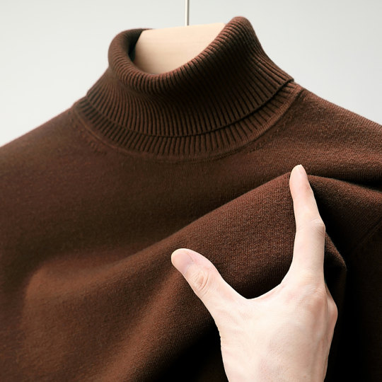 秋冬季羊绒衫男士高领加厚针织衫宽松毛衣中年羊毛衫男加肥加大码