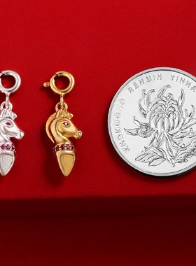 S925纯银马头普巴杵吊坠藏式镀金