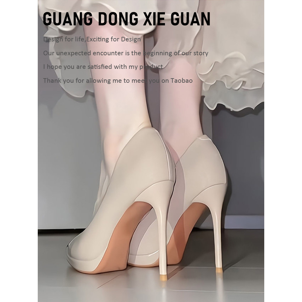 裸色防水台高跟鞋女走秀2026年春秋新款10cm漆皮礼仪细跟尖头单鞋