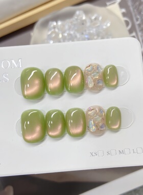 爆闪糖果绿色玻璃珠指甲油
