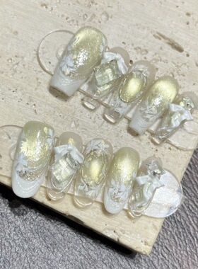 绿野青露法式蝴蝶结穿戴甲