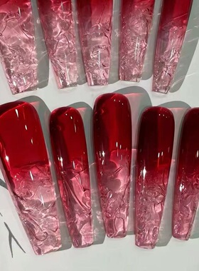 辣妹冰莓红酒手工穿戴甲