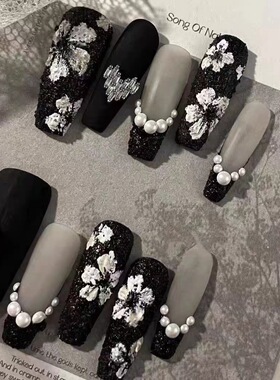 芭蕾风黑天鹅美甲穿戴甲