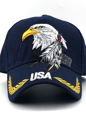 速卖通ebay男女歌手明星鸭舌帽流行迷彩美国USA老鹰头刺绣棒球帽
