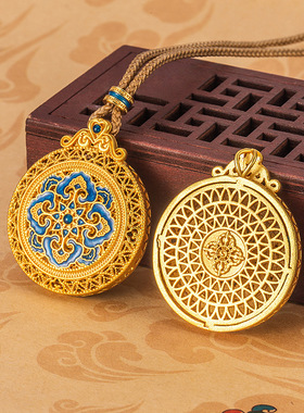 2026新款金店同款吊坠女款新中式沙金diy配件四草项链珐琅彩挂坠