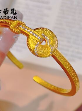 金店同款沙金国韵传承转运福禄平安扣手镯新款点钻马蹄扣镯子
