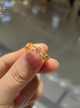 2025新款中式凤妍戒指高级感铜镀金指环复古宫廷风粉钻送礼首饰女