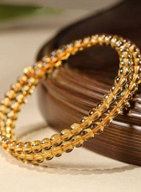 视频祝福天然巴西黄水晶手串双圈